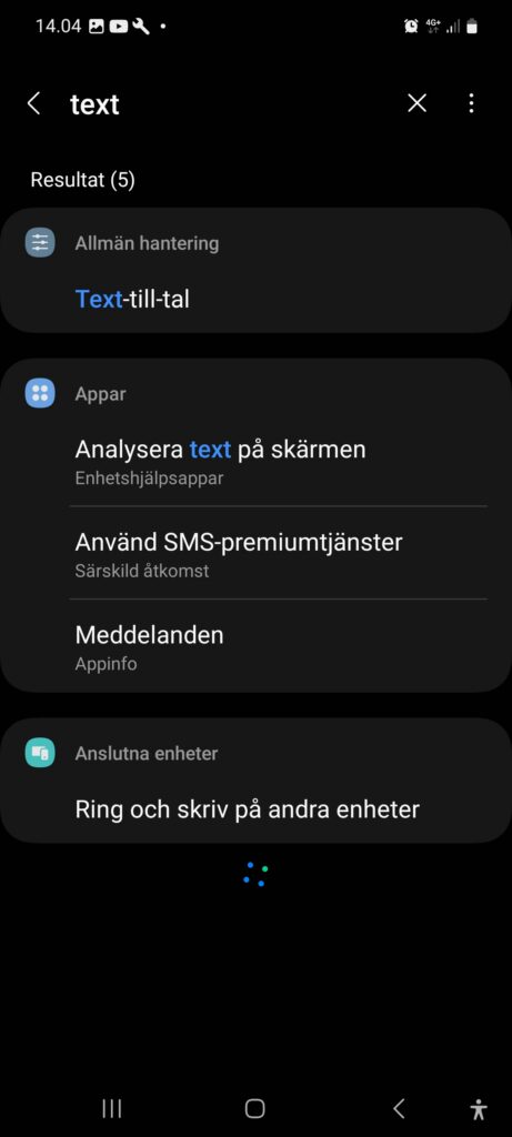 Sök i inställningarna