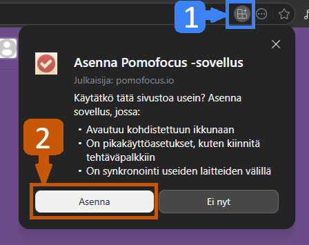 Pomofocus -työpöytäsovelluksen asennus