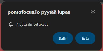 Valitse "Salli" näyttääksesi ilmoitukset