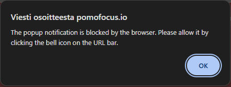 Viesti, joka pyytää sallimaan ilmoitukset