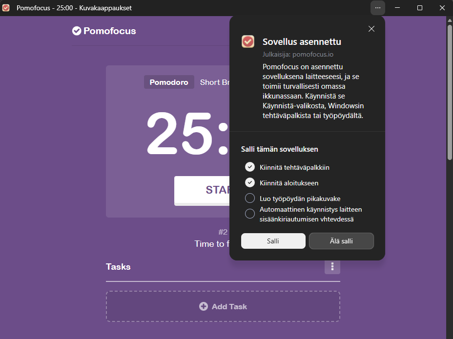 Slutföra installationen av skrivbordsappen