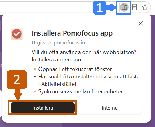 Installation av Pomofocus skrivbordsapp