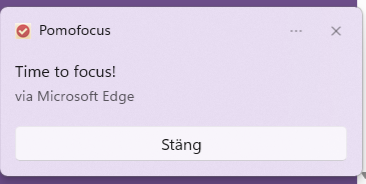 Notis när pausen är slut